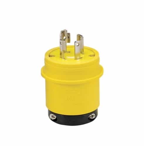 Eaton Wiring 30 Amp Locking Plug, Watertight, 4-Pole, Yellow/Black