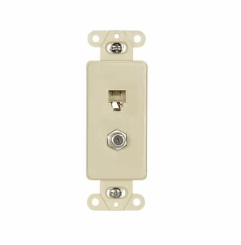 Eaton Wiring 4-Conductor Coax & Phone Jack Adapter Insert, Ivory