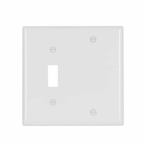 Eaton Wiring 2-Gang Combination Wall Plate, Toggle & Blank, Standard, White