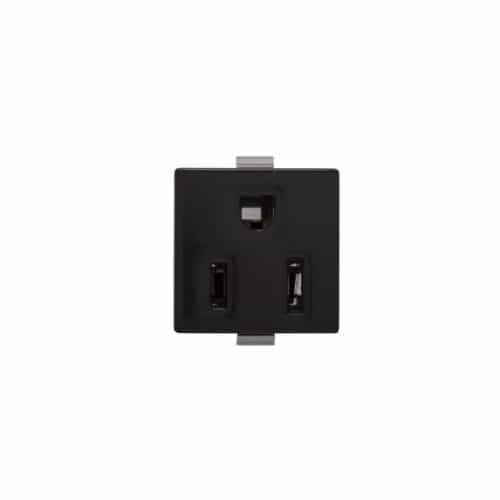 Eaton Wiring 15 Amp Snap-In Plug w/ Plastic Clips, Parallel Quick Connect, 2-Pole, 3-Wire, Black