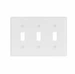3-Gang Toggle Switch Wall Plate, Standard, White