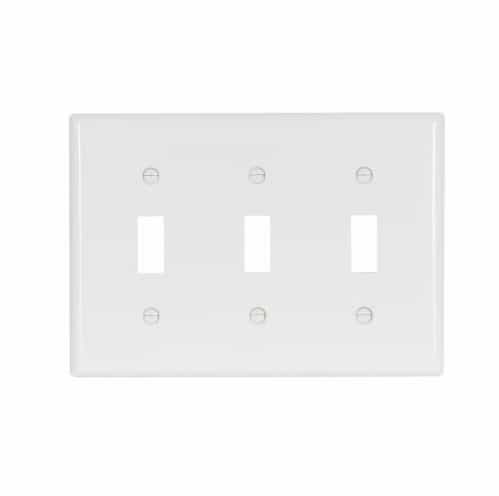 Eaton Wiring 3-Gang Toggle Switch Wall Plate, Standard, White