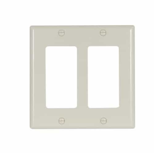Eaton Wiring 2-Gang Decora Wall Plate, Standard, Light Almond
