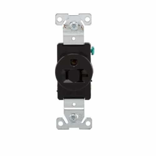 Eaton Wiring 20 Amp Single Straight Blade Receptacle, Industrial Grade, Black