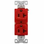 20 Amp Duplex Receptacle Outlet, 2-Pole, 3-Wire, 125V, Red