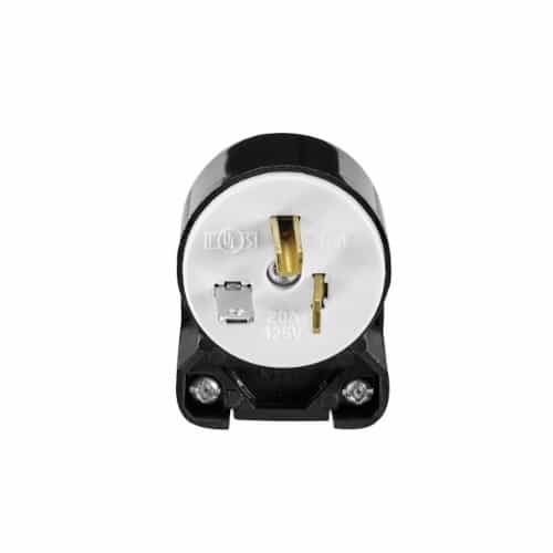 Eaton Wiring 20 Amp Straight Blade Plug w/ Ultra Grip, Angled, 2-Pole, 3-Wire, #16-12 AWG, 125V