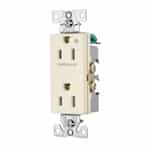 Eaton Wiring 15 Amp Half Controlled Decorator Receptacle, 2-Pole, #14-10 AWG, 125V, Light Almond