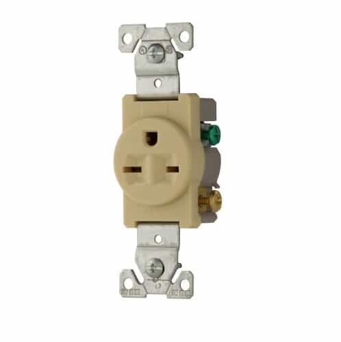 Eaton Wiring 15 Amp Single Receptacle, NEMA 6-15R, Ivory