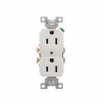 15 Amp Duplex Receptacle, 2-Pole, 3-Wire, #14-10 AWG, 125V, White