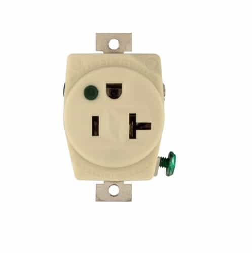 Eaton Wiring 20 Amp Premium Flush Mount Single Receptacle, Ivory