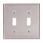2-Gang Toggle Wall Plate, Standard, Stainless Steel
