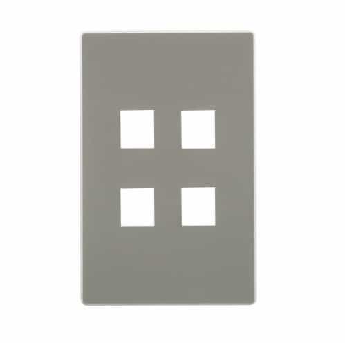 Eaton Wiring 4-Port Modular Wall Plate, Mid-Size, Silver Granite