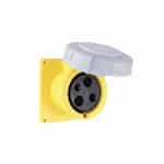 Eaton Wiring 60 Amp Pin and Sleeve Receptacle, 2-Pole, 3-Wire, 125V, Yellow