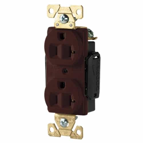 Eaton Wiring 20A Modular Duplex Receptacle, 2-Pole, 3-Wire, 125V, Brown