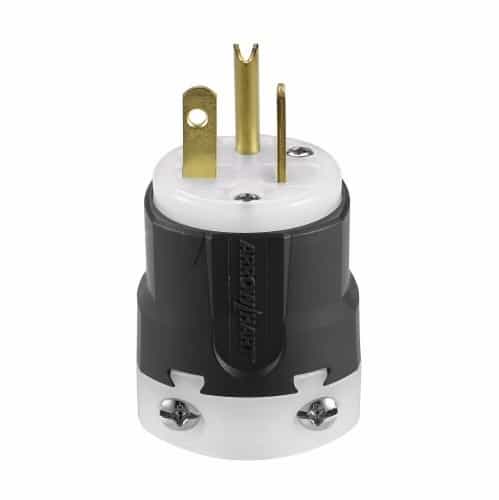 Eaton Wiring 20 Amp Grip Plug, NEMA 5-20P, Nylon, Black/White