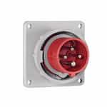 63 Amp Pin and Sleeve Inlet, 4-Pole, 5-Wire, 415V, Red