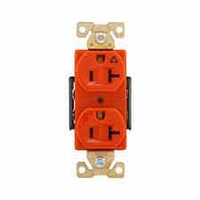 20A Modular Duplex Receptacle, IG, 2-Pole, 3-Wire, 125V, Orange
