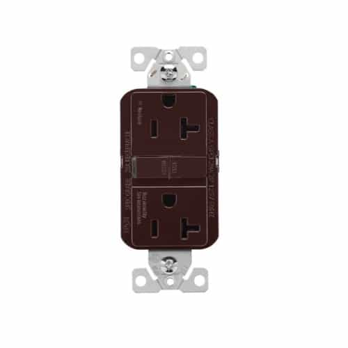 Eaton Wiring 20A Slim GFCI Receptacle Outlet, #14-10 AWG, 125V, Brown
