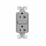 Eaton Wiring 20A Slim GFCI Receptacle Outlet, #14-10 AWG, 125V, Gray