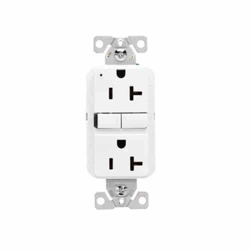 Eaton Wiring 20A Slim GFCI Receptacle Outlet, #14-10 AWG, 125V, White