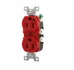 15 Amp Duplex Receptacle w/ Terminal Guards, Standard Size, Red