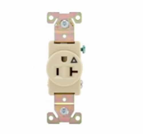 Eaton Wiring 20 Amp Single Receptacle, Isolated Ground, NEMA 5-20R, Ivory