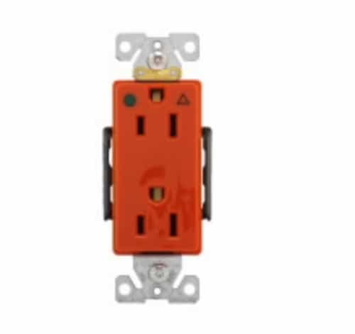 Eaton Wiring 15 Amp Decora Duplex Receptacle w/ Terminal Guards, Isolated Ground, Orange