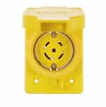 30 Amp Locking Receptacle, Watertight, NEMA L21-30, 120/208V, Yellow