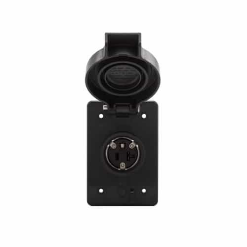 Eaton Wiring 20 Amp Locking Receptacle, Watertight, NEMA L23-20, Black