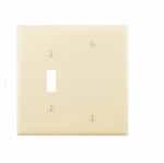 2-Gang Combination Wall Plate, Toggle & Blank, Mid-Size, Almond