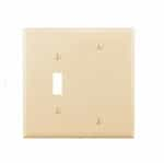 Eaton Wiring 2-Gang Combination Wall Plate, Toggle & Blank, Mid-Size, Ivory