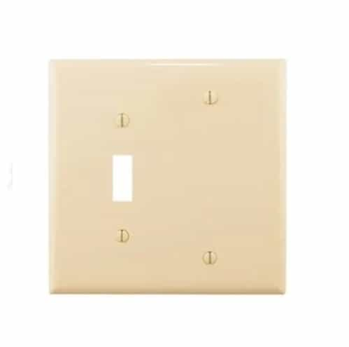 Eaton Wiring 2-Gang Combination Wall Plate, Toggle & Blank, Mid-Size, Ivory