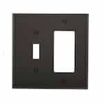 2-Gang Combination Wall Plate, Toggle & Decora, Mid-Size, Black