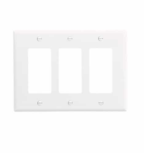 Eaton Wiring Mid-Size 3-Gang Duplex Decorator Polycarbonate Wallplate, White