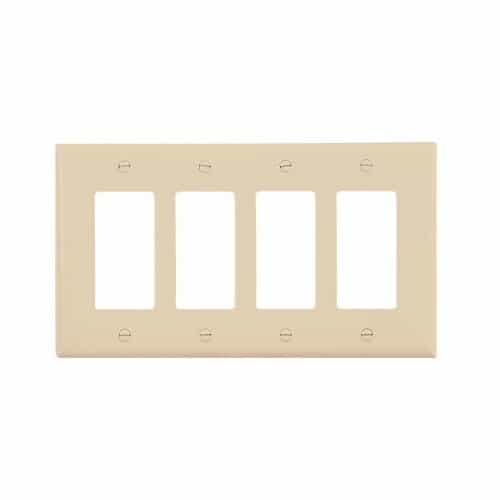 Eaton Wiring 4-Gang Decorator Wall Plate, Mid-Size, Polycarbonate, Almond