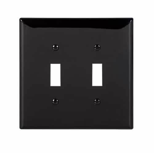 Eaton Wiring 2-Gang Toggle Wall Plate, Mid-Size, Polycarbonate, Black