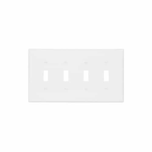 Eaton Wiring Mid-Size 4-Gang Toggle Switch Polycarbonate Wallplate, White