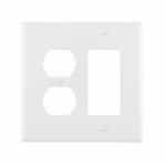 2-Gang Combination Wall Plate, Mid-Size, Duplex & Decora, White
