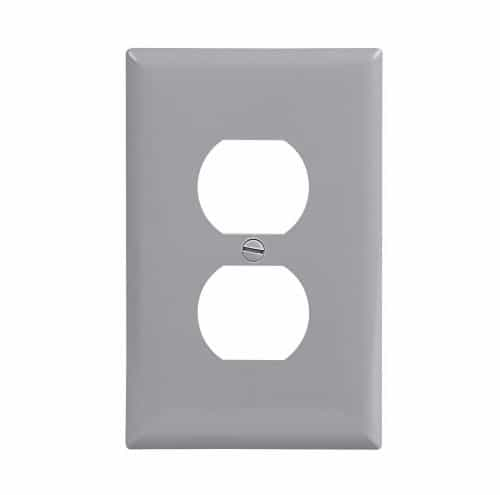 Eaton Wiring 1-Gang Duplex Wall Plate, Mid-Size, Polycarbonate, Gray