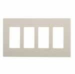 Eaton Wiring 4-Gang Decora Wall Plate, Mid-Size, Screwless, Light Almond