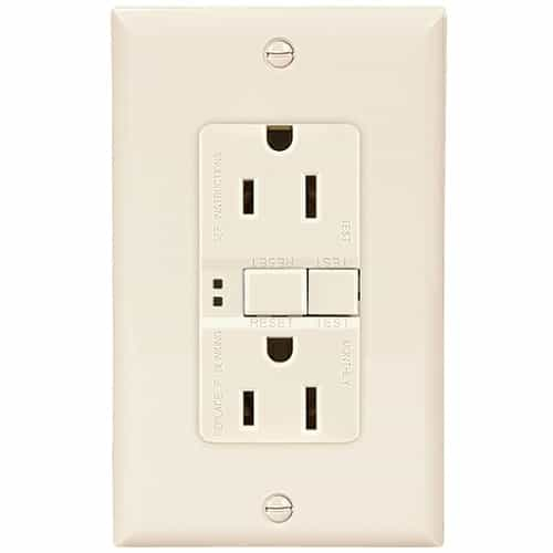 Eaton Wiring 15 Amp Duplex GFCI Receptacle Outlet w/ Mid-Size Wallplate, Almond