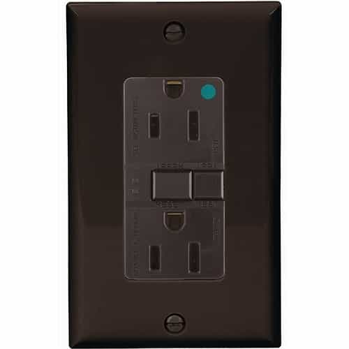 Eaton Wiring 15 Amp Hospital Grade GFCI Receptacle Outlet, Brown