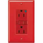 Eaton Wiring 15 Amp Hospital Grade GFCI Receptacle Outlet, Red