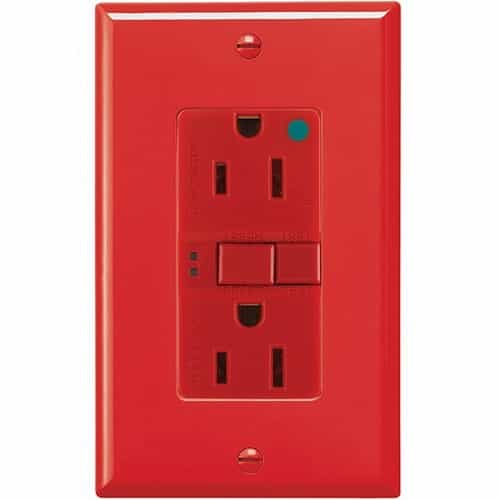 Eaton Wiring 15 Amp Hospital Grade GFCI Receptacle Outlet, Red