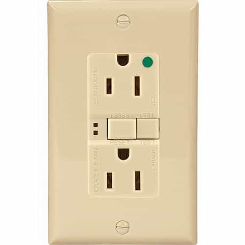 Eaton Wiring 15 Amp Hospital Grade GFCI Receptacle Outlet, Ivory