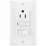 15 Amp Mid-Size GFCI Receptacle Outlet w/Feed-Through Single-Pole Switch, White