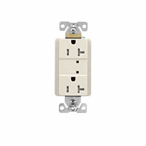 Eaton Wiring 20 Amp Duplex Receptacle w/LED Indicators, Commercial Grade, Light Almond