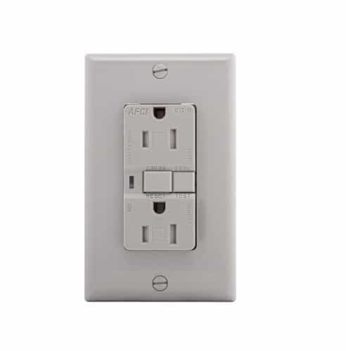 Eaton Wiring 15 Amp AFCI Receptacle w/ Light, Tamper Resistant, Gray
