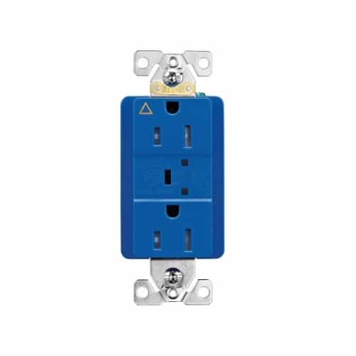 Eaton Wiring 15 Amp Surge Protection Receptacle w/Audible Alarm & LED Indicators, Blue