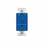 Eaton Wiring 20 Amp Surge Protection Receptacle w/Alarm & LED Indicators, Hospital Grade, Blue